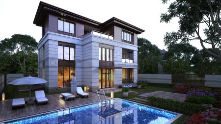 Villa 3ds max vray exterior scene model 0009