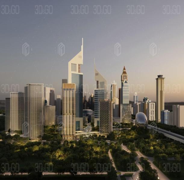 Modern City Dubai City 3ds max vray exterior scene