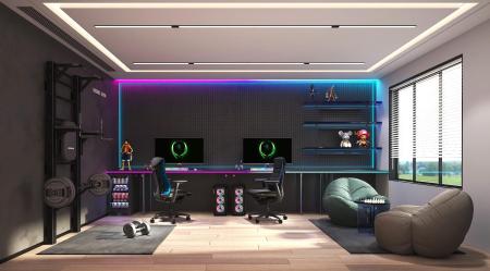 Gaming room 3ds max vray interior scene model 0021