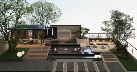 Modern Courtyard_ Roof Garden 3ds max vray exterio