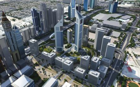 City aerial view 3ds max vray exterior scene model