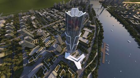 Modern Tower building 3ds max vray exterior scene 