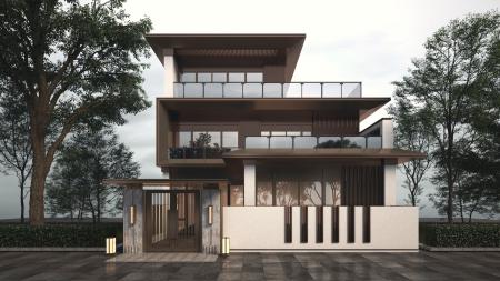 Detached villa 3ds max vray exterior scene model 0