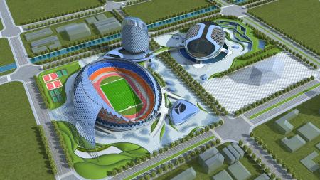 Stadium 3ds max vray exterior scene model 0013