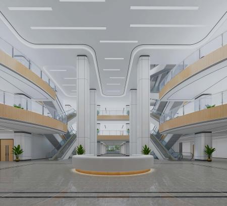 Hospital hall 3ds max vray interior scene model 00