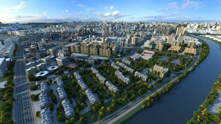 Modern City Urban Planning Aerial view 3ds max vra