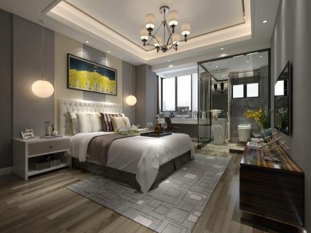 Bedroom with Bathroom 3ds max vray interior scene 