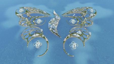 Aerial view Future City 3ds max vray exterior scen