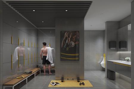 Gym dressing room 3ds max vray interior scene mode