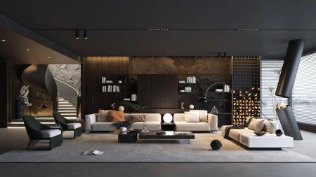 Modern Living room 3ds max vray interior scene model 0191