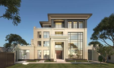 Detached villa 3ds max vray exterior scene model 0