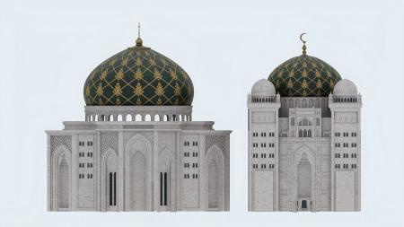 Mosque building 3ds max vray exterior scene model 