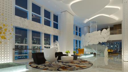 Hotel hall 3ds max vray interior scene model 0002