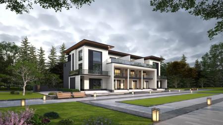 Townhouse 3ds max vray exterior scene model 0043