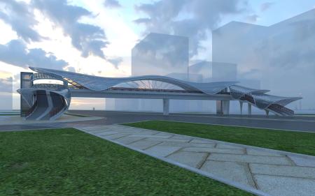 Bridge 3ds max vray exterior scene model 0044