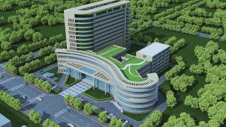 Hospital building 3ds max vray exterior scene mode