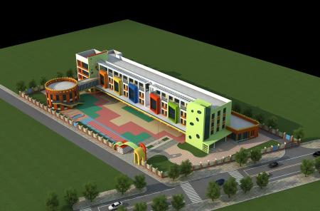 Kindergarten building 3ds max vray exterior scene 