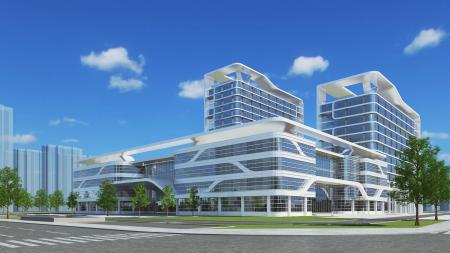 Hospital building 3ds max vray exterior scene mode