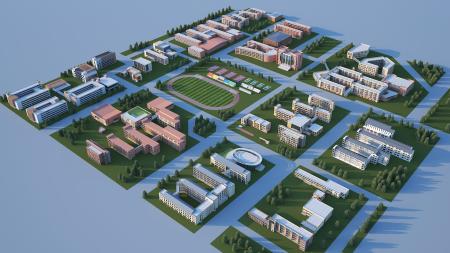 School building 3ds max vray exterior scene model 