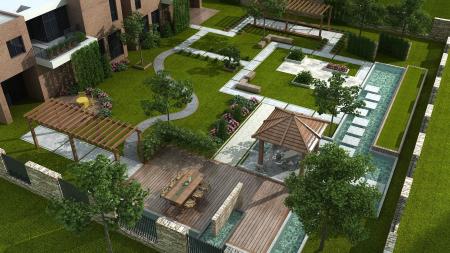 Courtyard 3ds max vray exterior scene model 0011