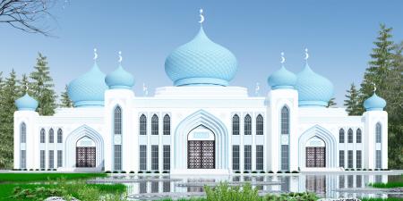 Mosque building 3ds max Vray exterior scene model 0007