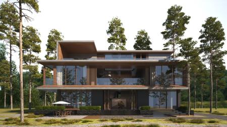 Villa 3ds max vray exterior scene model 0072