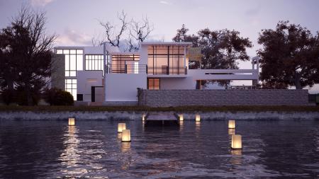 Villa 3ds max vray exterior scene model 0022