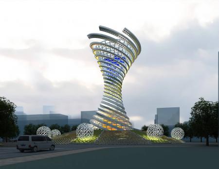 Modern Tower building 3ds max vray exterior scene