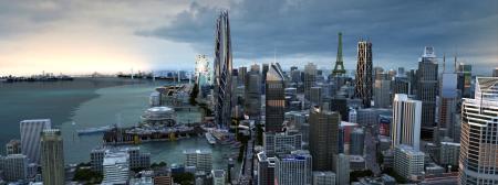 City aerial view 3ds max vray exterior scene model