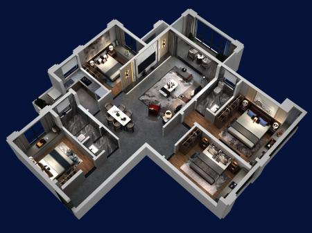 Modern Apartment 3ds max vray interior scene model 0019