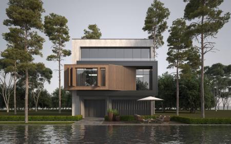 Detached villa 3ds max vray exterior scene model 0