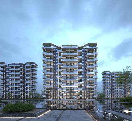 Modern Residential Complex 3ds max vray exterior scene model 0025