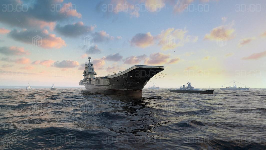 Modern Warship Aircraft Carrier Sea Surface Vehicl