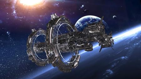 Spaceship 3ds max Vray exterior scene model 0012