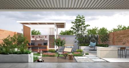 Modern Courtyard Villa Courtyard 3ds max vray exte