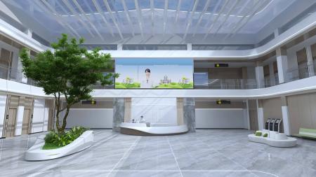 Hospital hall with reception 3ds max vray interior