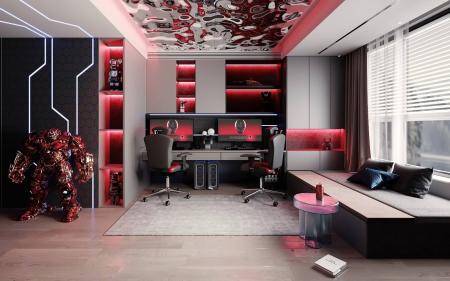 Gaming room 3ds max vray interior scene model 0012