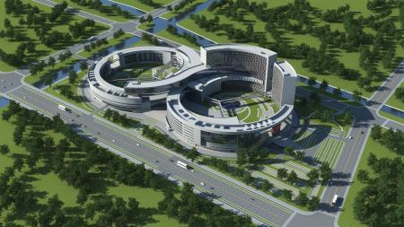 Hospital building 3ds max vray exterior scene mode