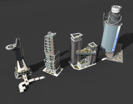 Modern Architecture Skyscraper 3ds max vray exteri