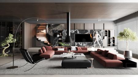 Living room 3ds max vray interior scene model 0001