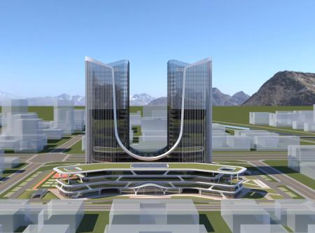 Tower building 3ds max Vray exterior scene model 0