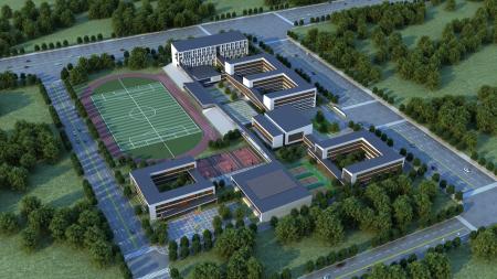 School building 3ds max vray exterior scene model 