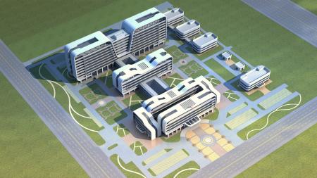 Hospital building 3ds max vray exterior scene mode